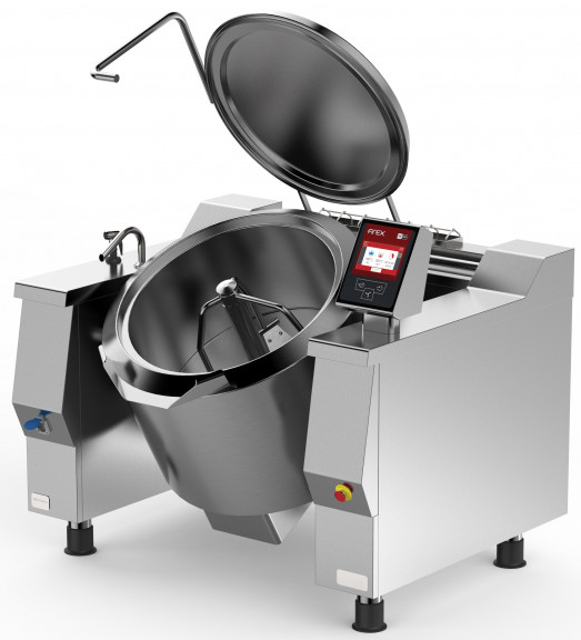 Firex Cucimix CBTE130 VI - 130 ltr Electric High temperature Direct Heat tilting kettle with stirrer and Touchscreen programmable controls