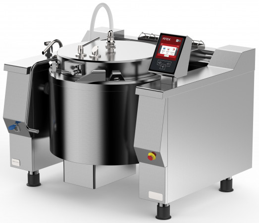 Firex Cucimix CBTE130A VI - 130 ltr Electric  Pressure High temperature Direct Heat tilting kettle with stirrer and Touchscreen programmable controls